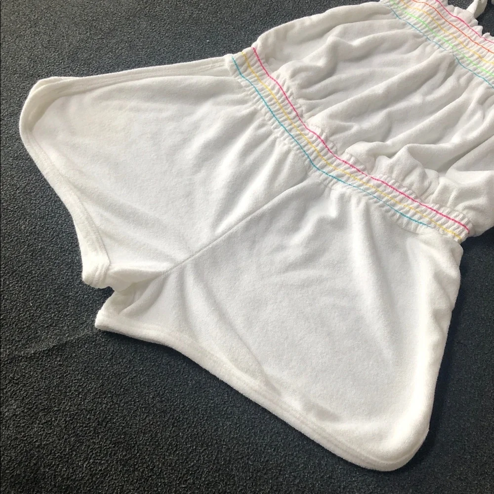 Arizona Jean Company Girls White Terry Swim Romper Coverup + 🌈 Size L (14-16)